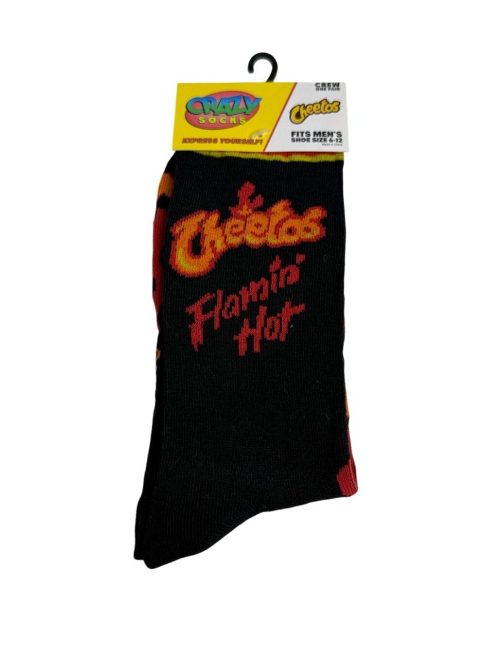 Cheetos Flamin Hot Mens Novelty Crew Socks Size 6-12 New